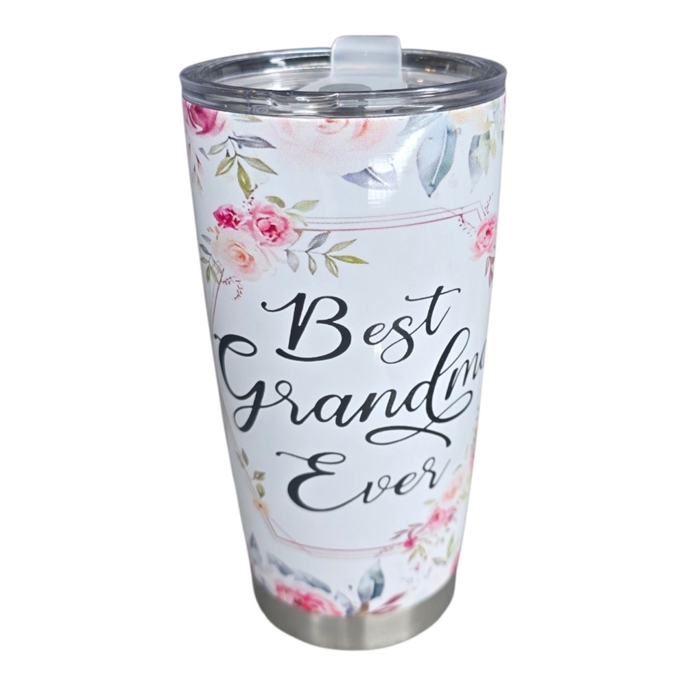 Stainless Steel Best Grandma Ever Floral Tumbler Cup